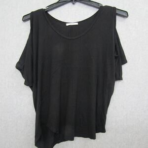 Acemi Womens Shirt Blouse Small Black Short Sleeve Pullover Casual Preppy Ladies